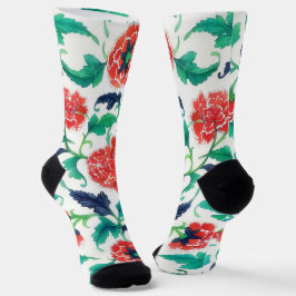 Vintage Rote Blume Blumenstrauß Kunst Socken