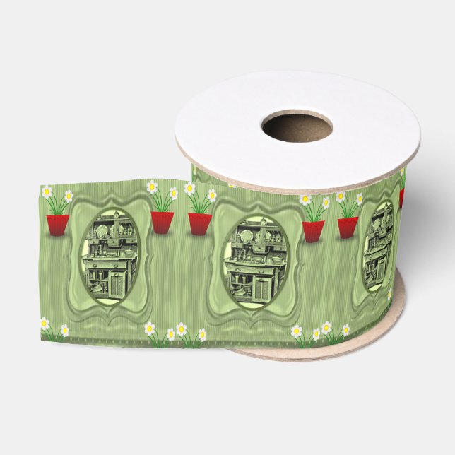 Vintage rote Blume Ripsband (Spule)