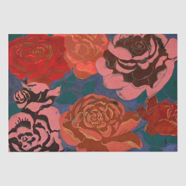 Vintage Rote Blume Seidenpapier (Vorderseite)