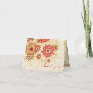 Vintage rote goldene Mohnblumen Hochzeit Danke