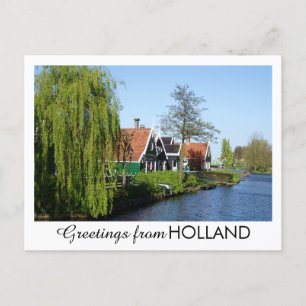 Vintage rote grüne Zaanse Schans niederländisches Feiertagspostkarte