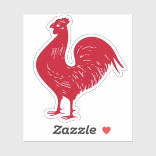 Vintage rote Hahn-Gewohnheits-Farbe Aufkleber