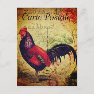 Vintage rote Hahn Postkarte