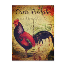 Vintage rote Hahn Postkarte