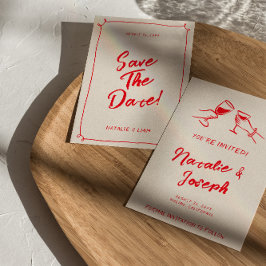 Vintage Rote Hand schrieb quirky Moderne Hochzeit Save The Date