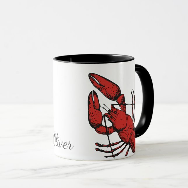 Vintage rote Hummergestaltung Tasse (VorderseiteRechts)