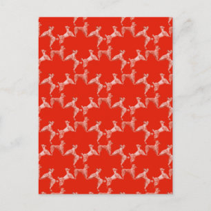 Vintage rote Hunde-Party Aquarell Postkarte