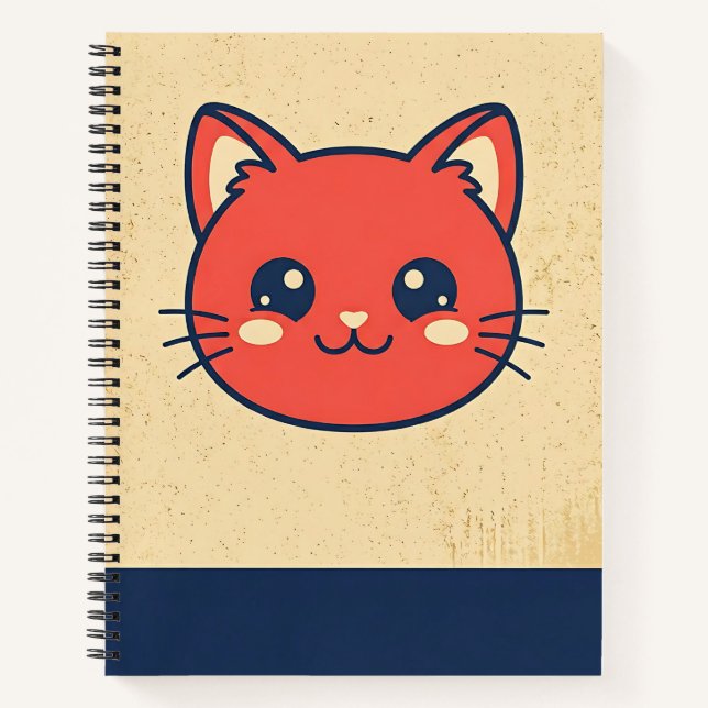 Vintage rote Katze Notizbuch (Vorderseite)