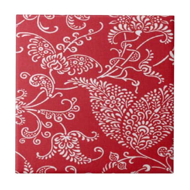 Vintage rote Keramik-Fliese Paisleys Fliese (Vorderseite)