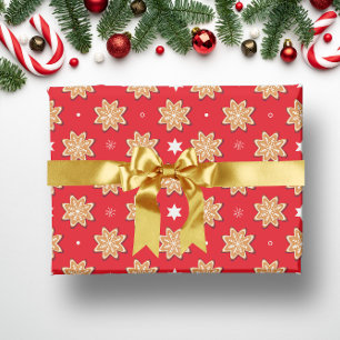 Vintage rote Lebkuchenstern-Weihnachtskekse Geschenkpapier