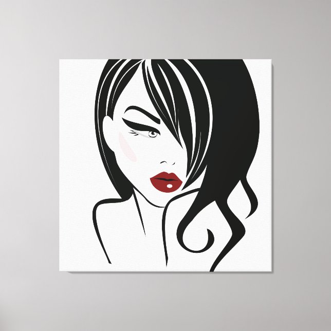 Vintage Rote Lippen Leinwanddruck (Vorderseite)