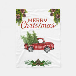 Vintage rote LKW-Weihnachtsdecke Fleecedecke