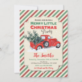 Vintage rote LKW-WeihnachtsParty Einladung