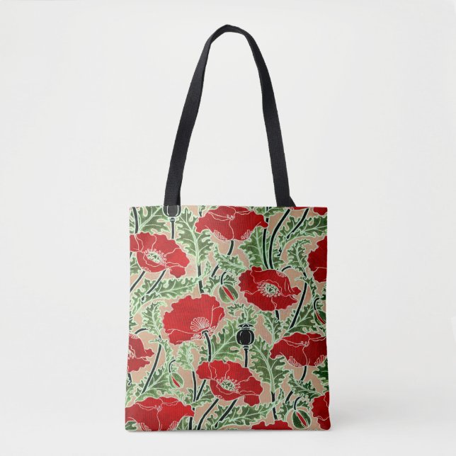 Vintage rote Mohnblume Tasche (Vorderseite)