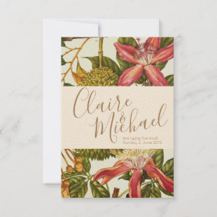 Vintage rote Passionsblumen-Hochzeitseinladung