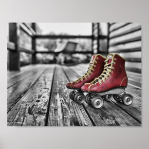 Vintage rote Rollschuhe  Poster