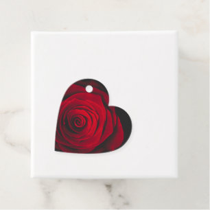 Vintage rote Rose auf schwarzem Hintergrund Geschenkanhänger