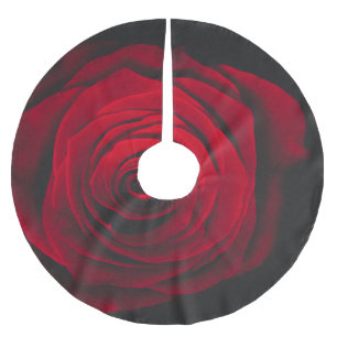 Vintage rote Rose auf schwarzem Hintergrund Polyester Weihnachtsbaumdecke