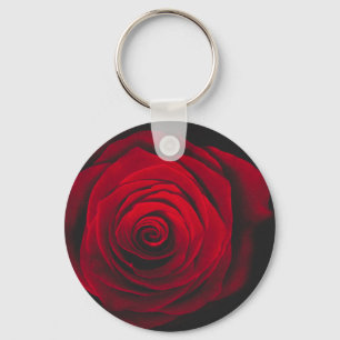 Vintage rote Rose auf schwarzem Hintergrund Schlüsselanhänger