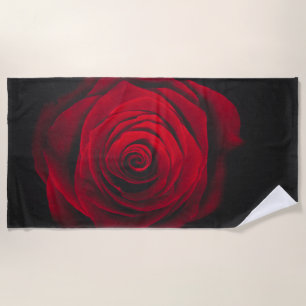 Vintage rote Rose auf schwarzem Hintergrund Strandtuch