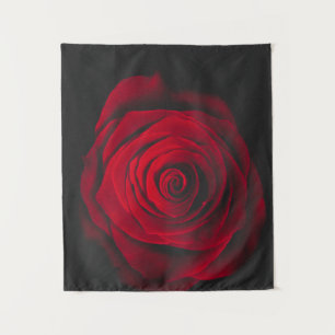 Vintage rote Rose auf schwarzem Hintergrund Wandteppich