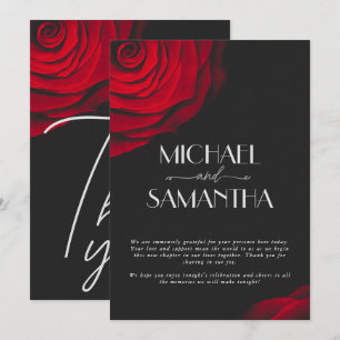 Vintage rote Rose Blütenhochzeit Dankeskarte