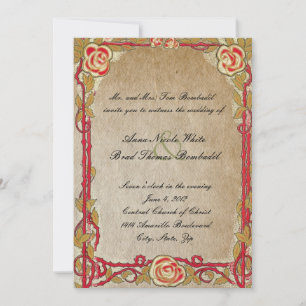 Vintage Rote Rose Einladung zur Hochzeit