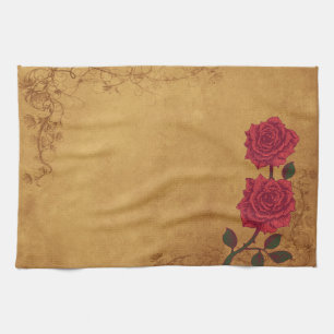 Vintage Rote Rose Handtuch
