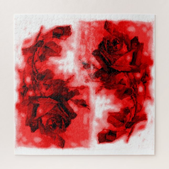 Vintage Rote Rose Illustration Blume Kunst (Vertikal)