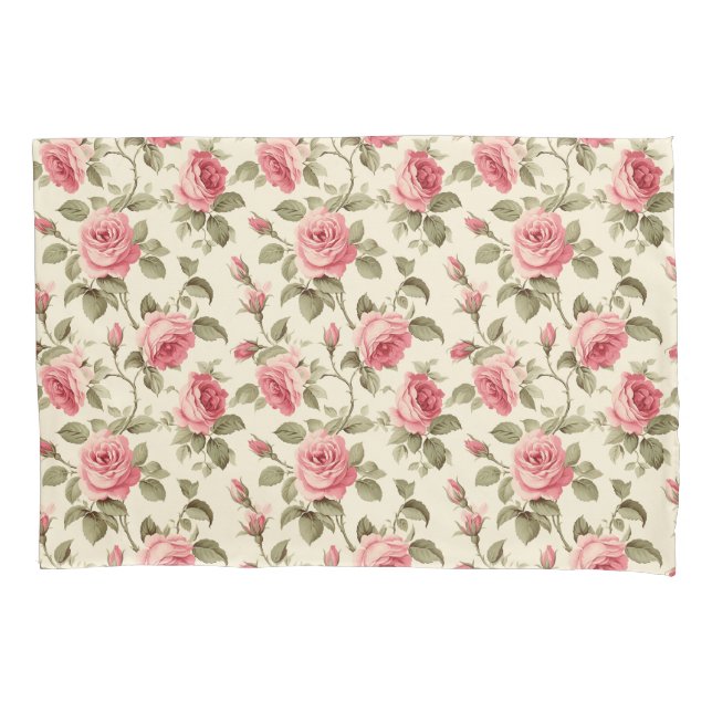 Vintage Rote Rose Kissenbezug (Vorderseite)
