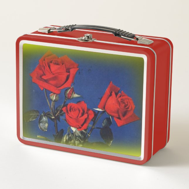 Vintage Rote Rose Lunchbox (Vorderseite)