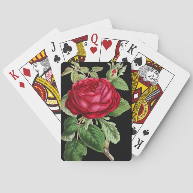 Vintage Rote Rose Spielkarten (Rückseite)