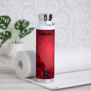 Vintage Rote Rosen Benutzerdefinierter Name Trinkflasche