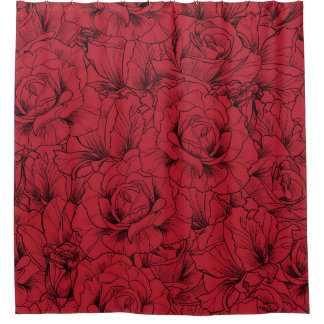 Vintage Rote Rosen Elegante Duschvorhang