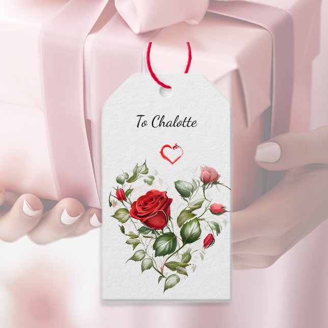 Vintage Rote Rosen Geschenkanhänger (Von Creator hochgeladen)