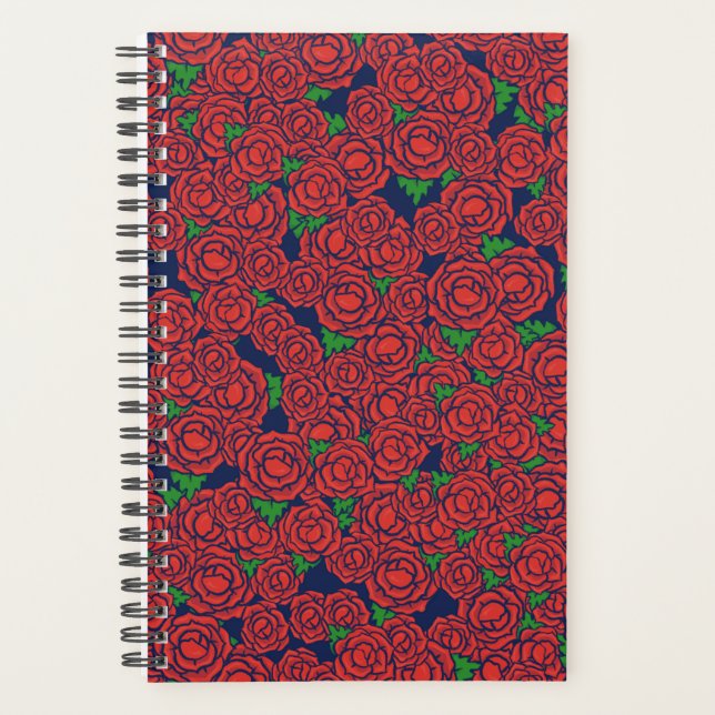 Vintage Rote Rosen Muster Valentine Art Blume Planer (Vorderseite)