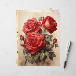 Vintage Rote Rosen Papierfass