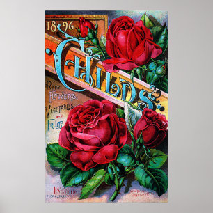 Vintage Rote Rosen Poster