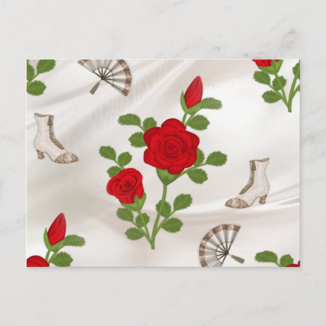 Vintage Rote Rosen Postkarte (Vorderseite)