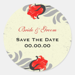 Vintage Rote Rosen Save the Date Aufkleber