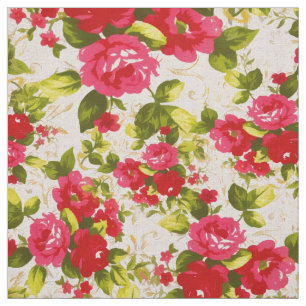 Vintage rote Rosen Stoff