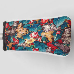 Vintage rote Rosen und lila Blumenmuster Golf Headcover