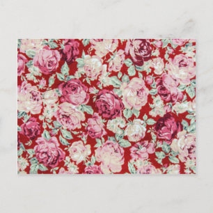 Vintage rote Rosen, viktorianisch, floral, romanti Postkarte