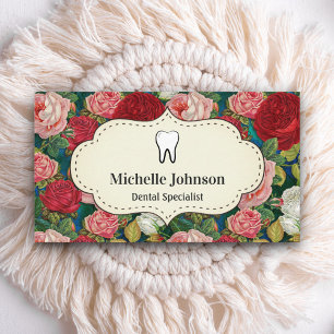 Vintage Rote Rosen Zahnarztzahnärzte Visitenkarte