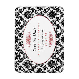 Vintage rote, schwarze und weiße Damaskus Save the Magnet