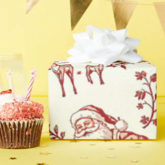 Vintage rote Toile-Weihnachtspapier Geschenkpapier