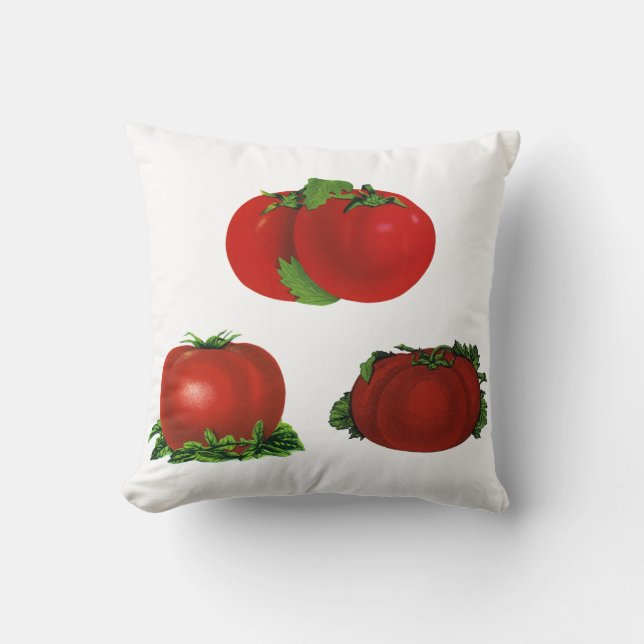 Vintage rote Tomaten Nahrungsmittel, Obst, Gemüse Kissen (Vorderseite)