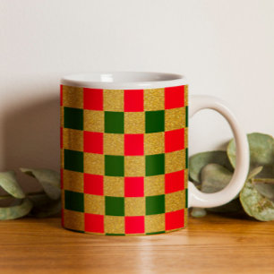 Vintage rote und grüne Checkerboard einzigartig de Kaffeetasse