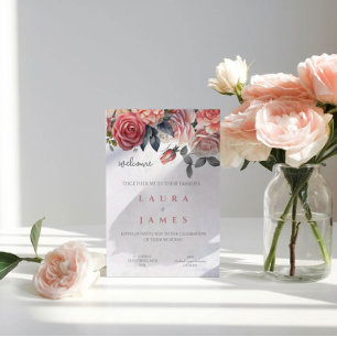 Vintage rote und rosafarbene Rosen Hochzeit Einladung