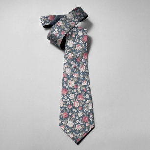 Vintage rote weiße Rosen Wasserfarbe Retro-Muster Krawatte